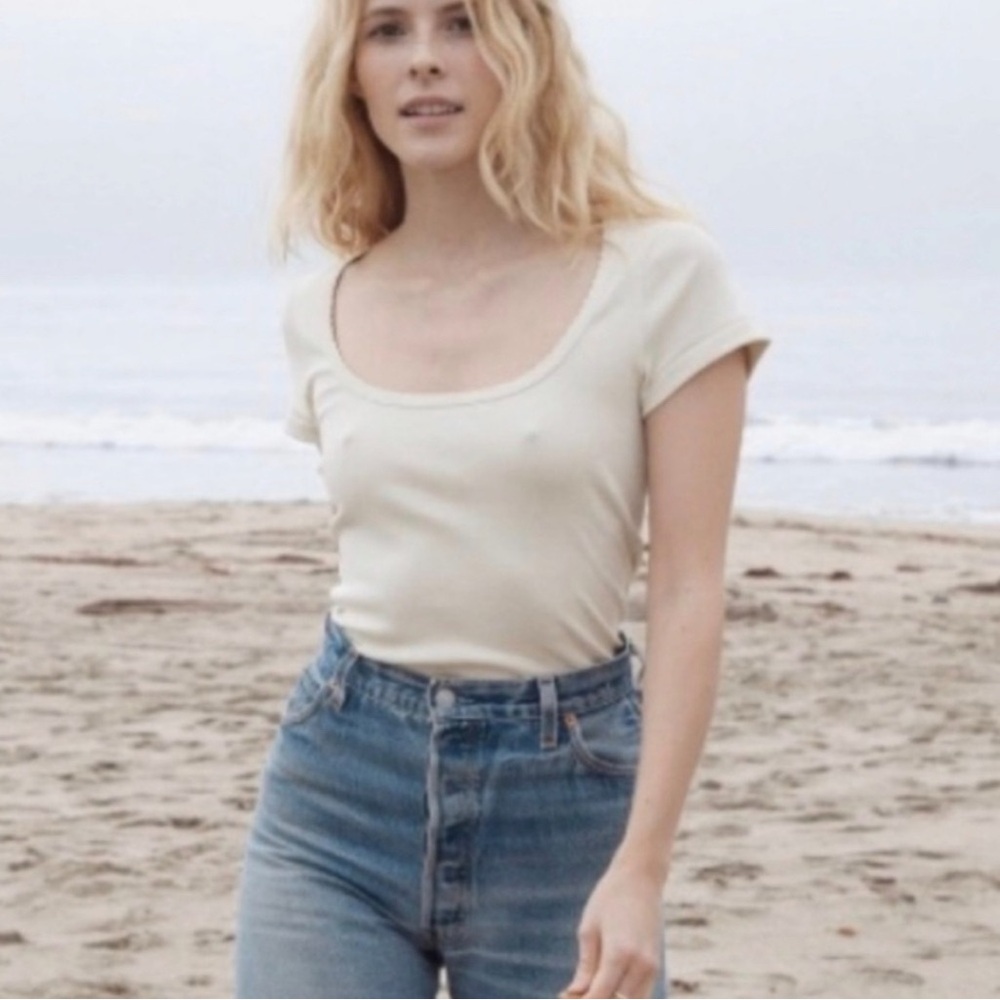 Doen Brigette tee small nut milk cream off white pointelle Small